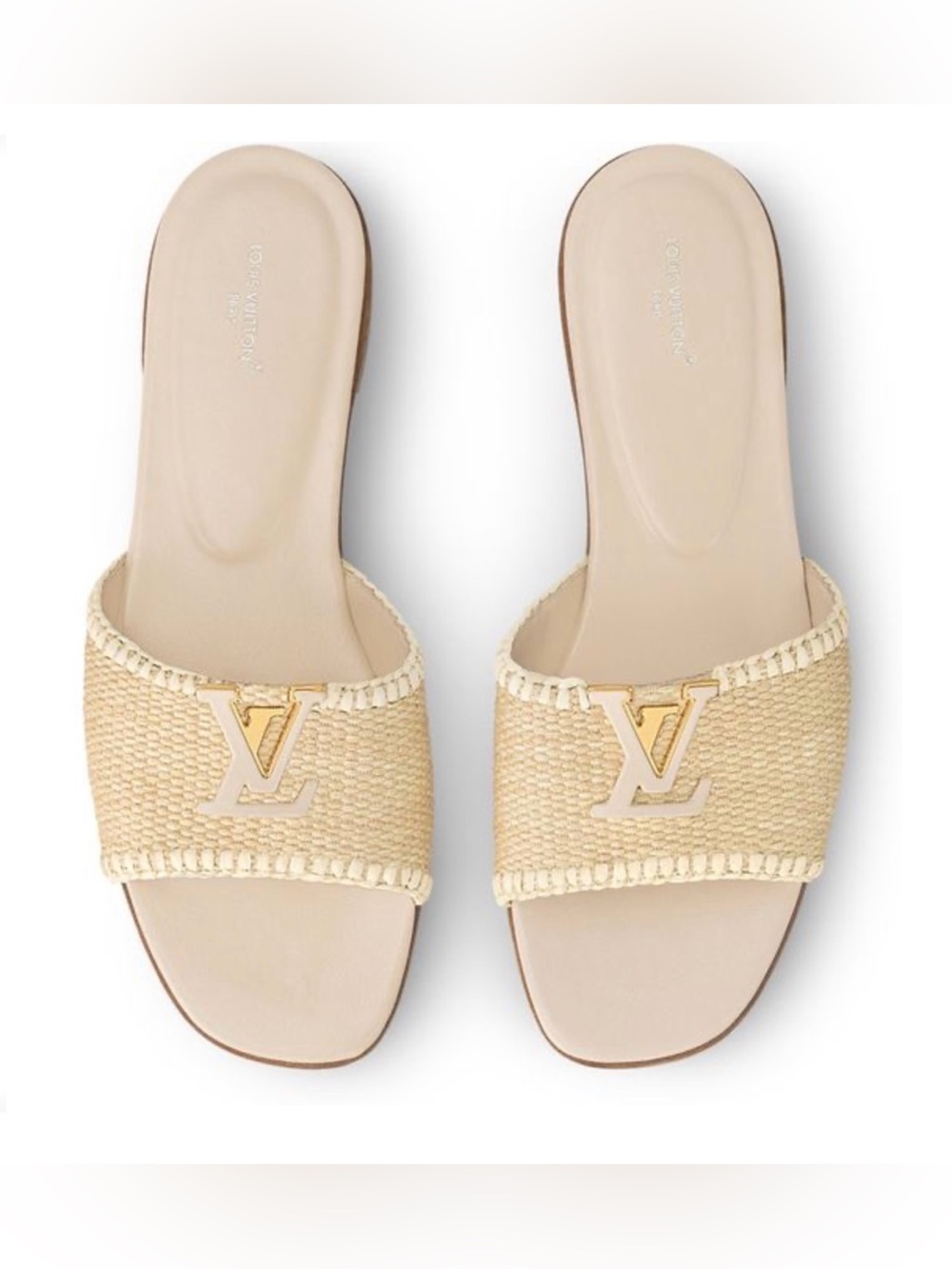 Louis Vuitton Mare Natural Flat Mule In Raffia with LV Logo